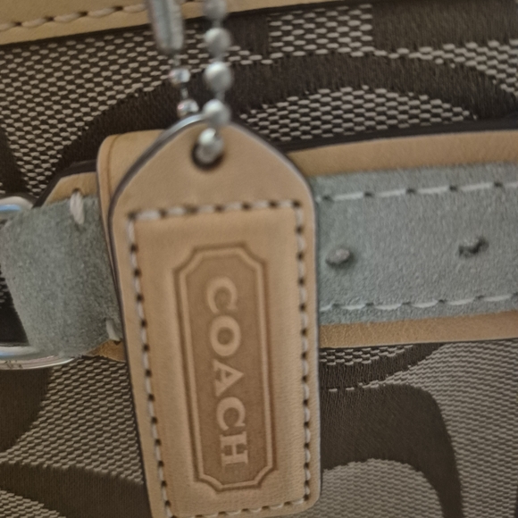 Coach Signature Canvas Coral Reef Appliqué Satchel - Tan & Mint - Picture 11 of 13